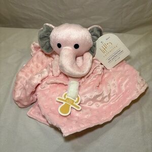 Little Celebrity Pink Elephant Plush Lovey Pacifier Holder Security Blanket NEW
